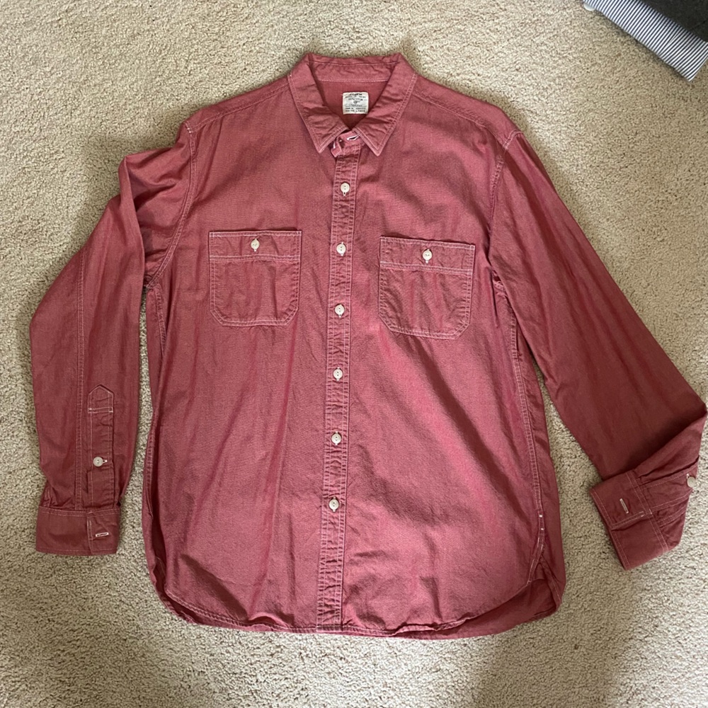 J.Crew Red Chambray Button Down Button Up - image 1